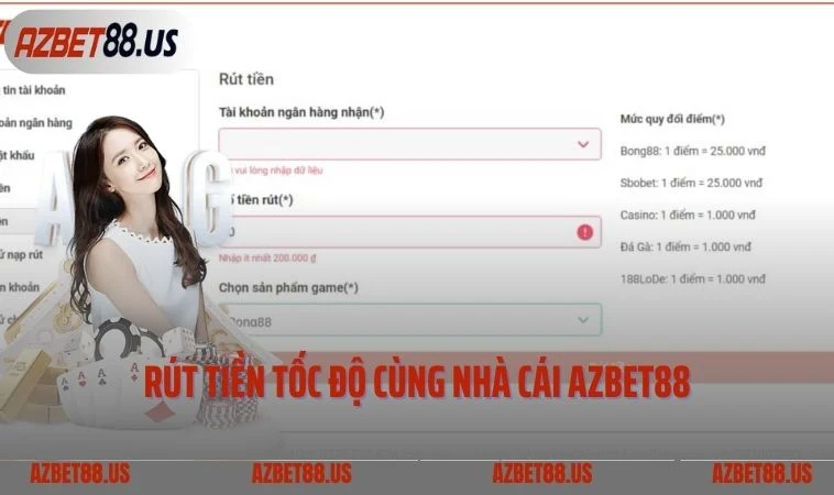 Rút tiền tốc độ cùng nhà cái AZBET88